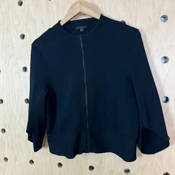 COS Women’s Zip Crew Neck Black Cardigan Sweater Size Small - Picture 3 of 9